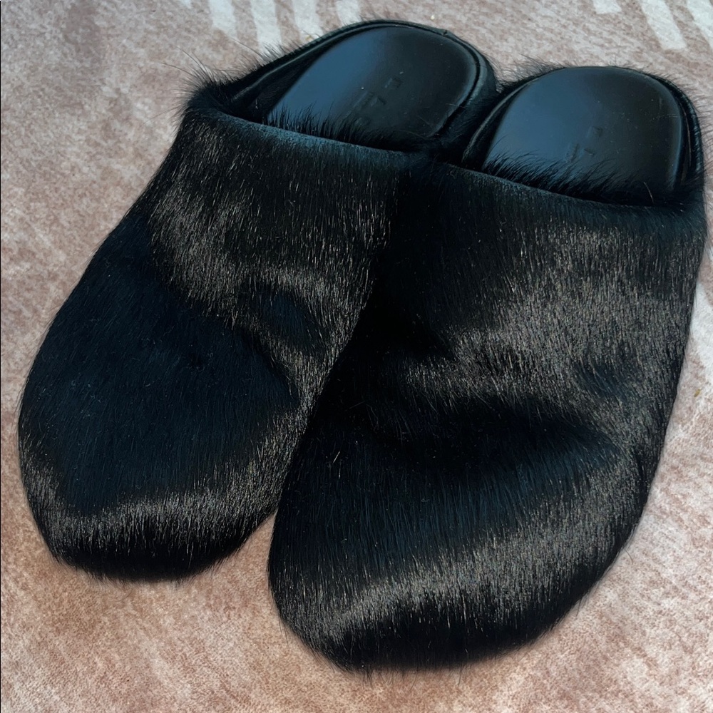 MARNI Black Fur Slip-On Shoes - Picture 9 of 9